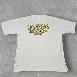 White & Gold Vintage 90s Las Vegas Nevada Destination Graphic Raised Print - XL